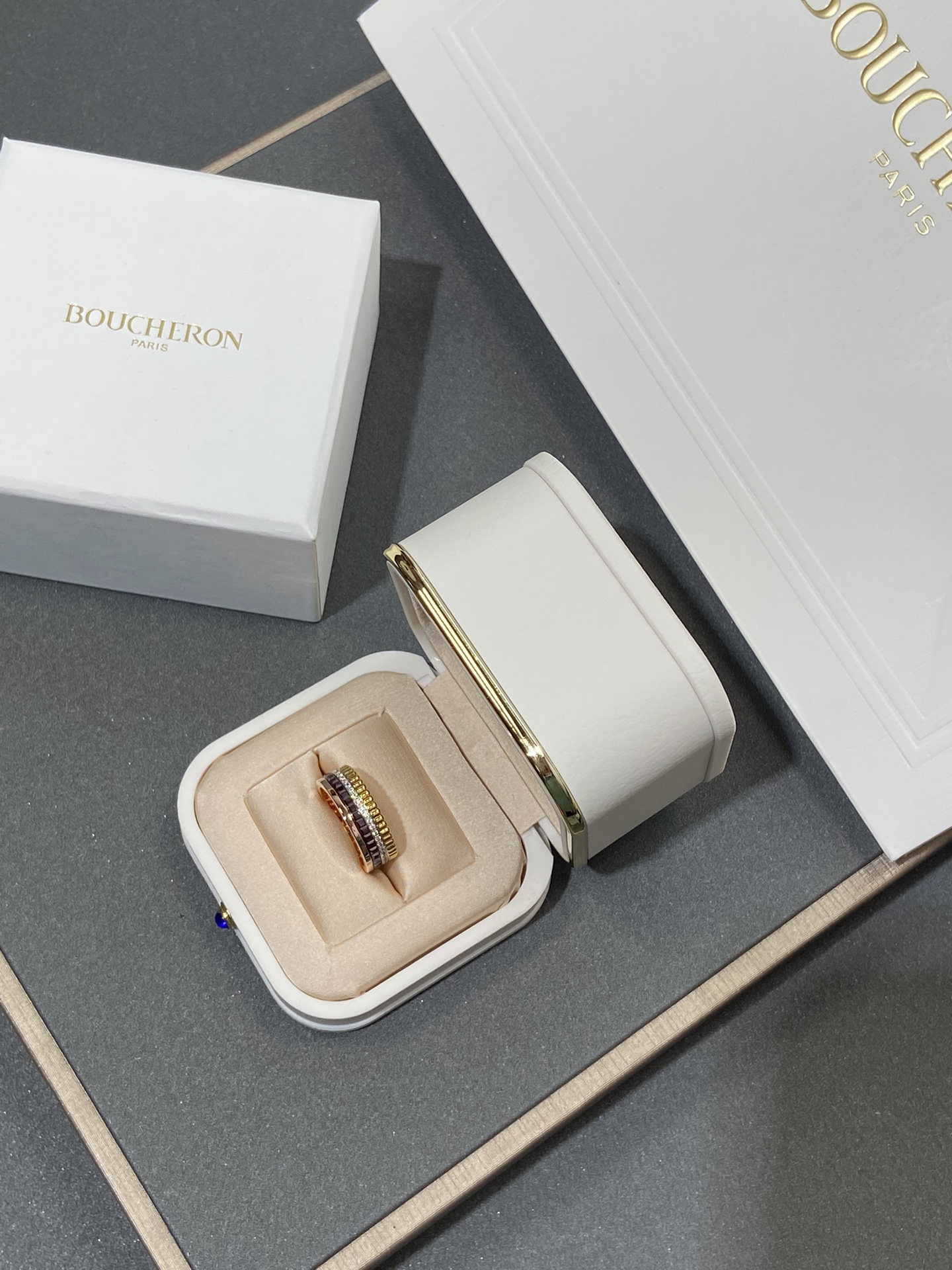 深棕玫瑰金鑽白金拼色