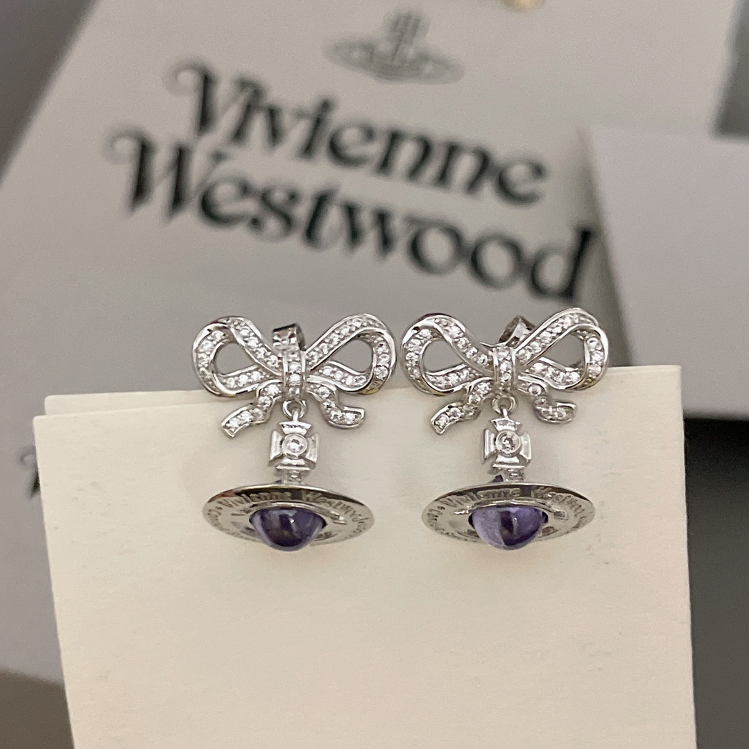 vivi 蝴蝶結立體土星耳釘