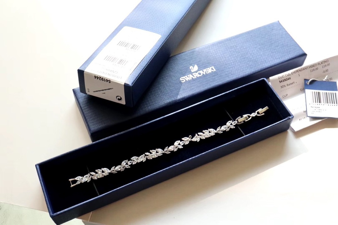 銀色 新款天鵝樹葉手鏈 帶調節鏈