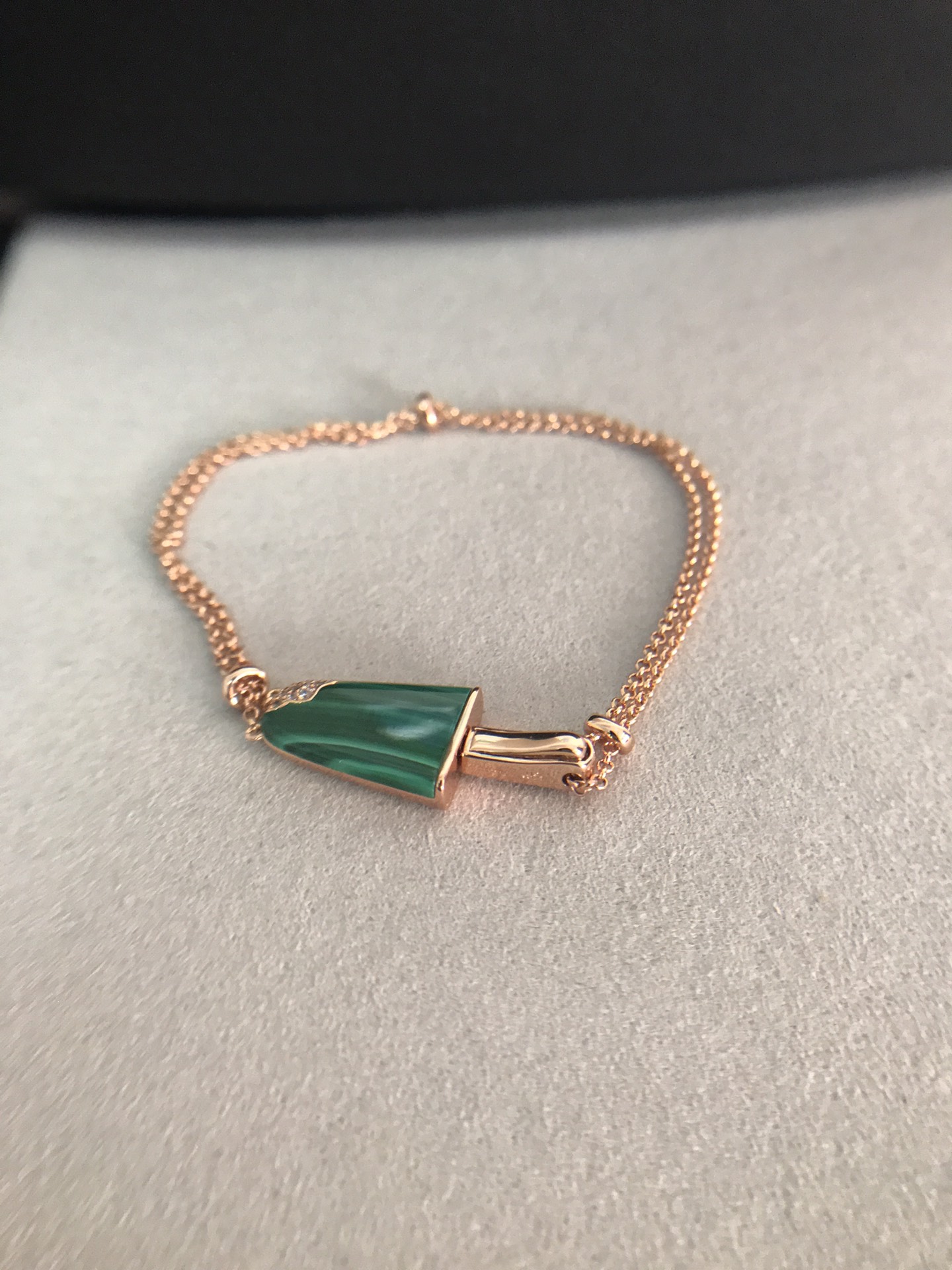 孔雀石雙層鏈冰淇淩手鏈