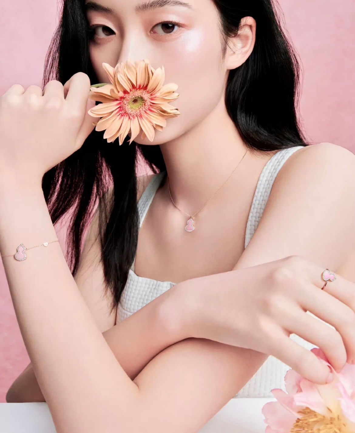 麒麟迷你粉葫蘆項鏈