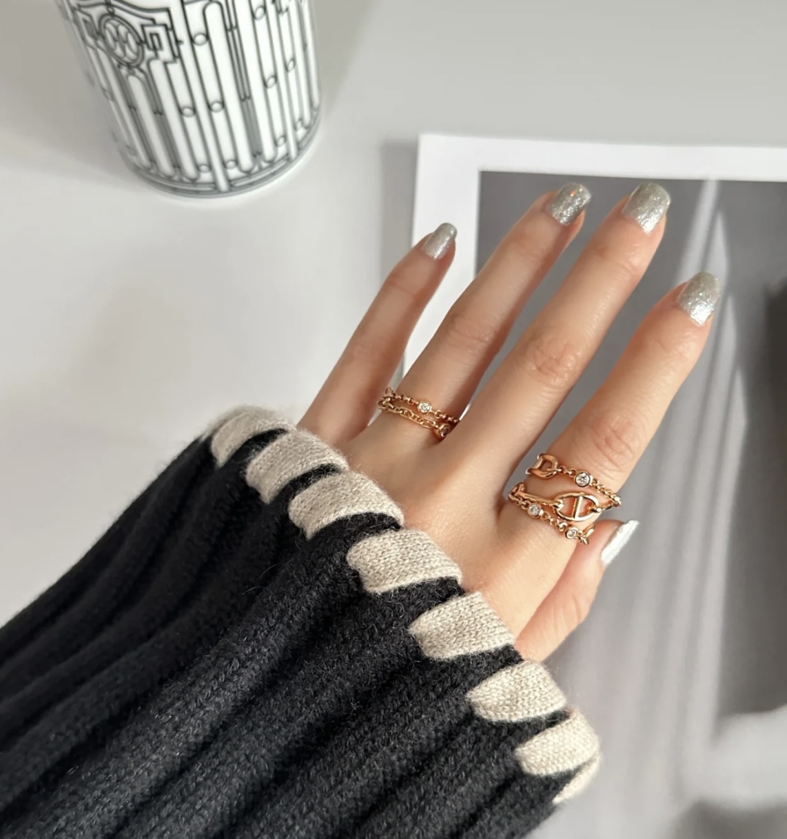 愛馬仕鏈條豬鼻子戒指